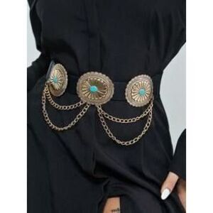 Gold and Turquoise Chain Belt